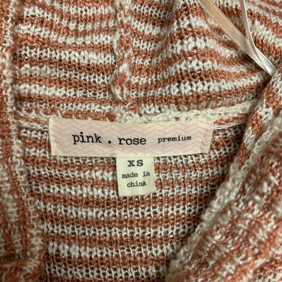 Pink And Beige Lightweight Hooded Sweater With Pockets By Pink Rose - Picture 4 of 4